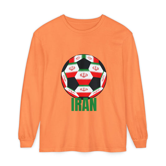 Iran Fan Specialty Soccer Ball Design Long Sleeve Tee