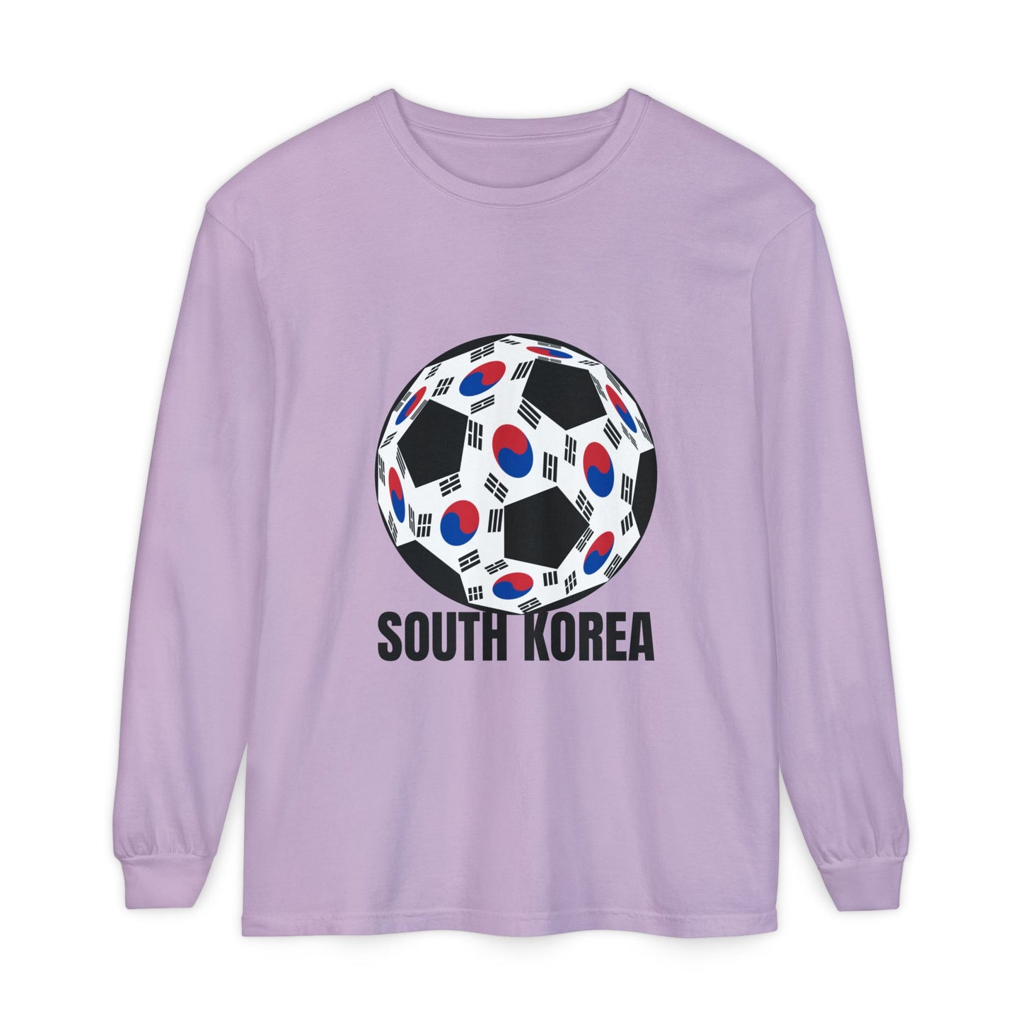 South Korea Fan Specialty Soccer Ball Design Long Sleeve Tee Black Text