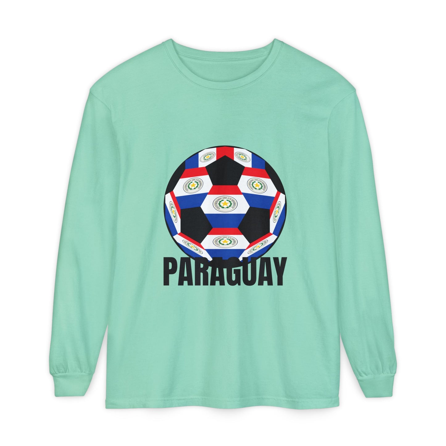 Paraguay Fan Specialty Soccer Ball Design Long Sleeve Tee