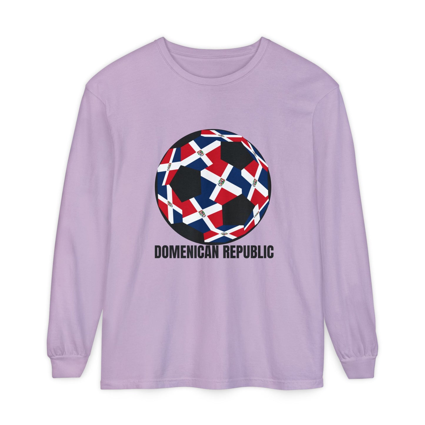 Domenican Republic Fan Specialty Soccer Ball Design Long Sleeve Tee