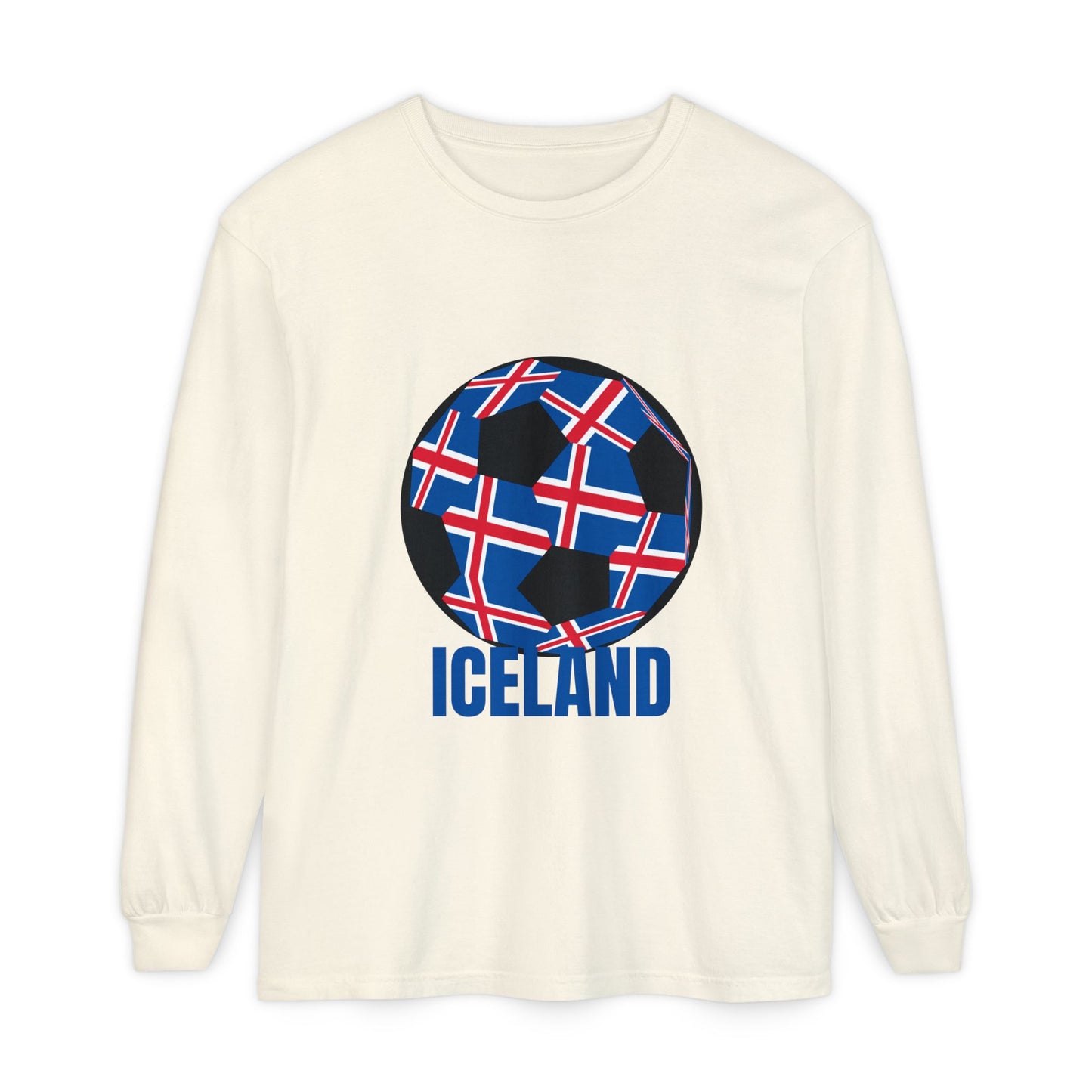 Iceland Fan Specialty Soccer Ball Design Long Sleeve Tee