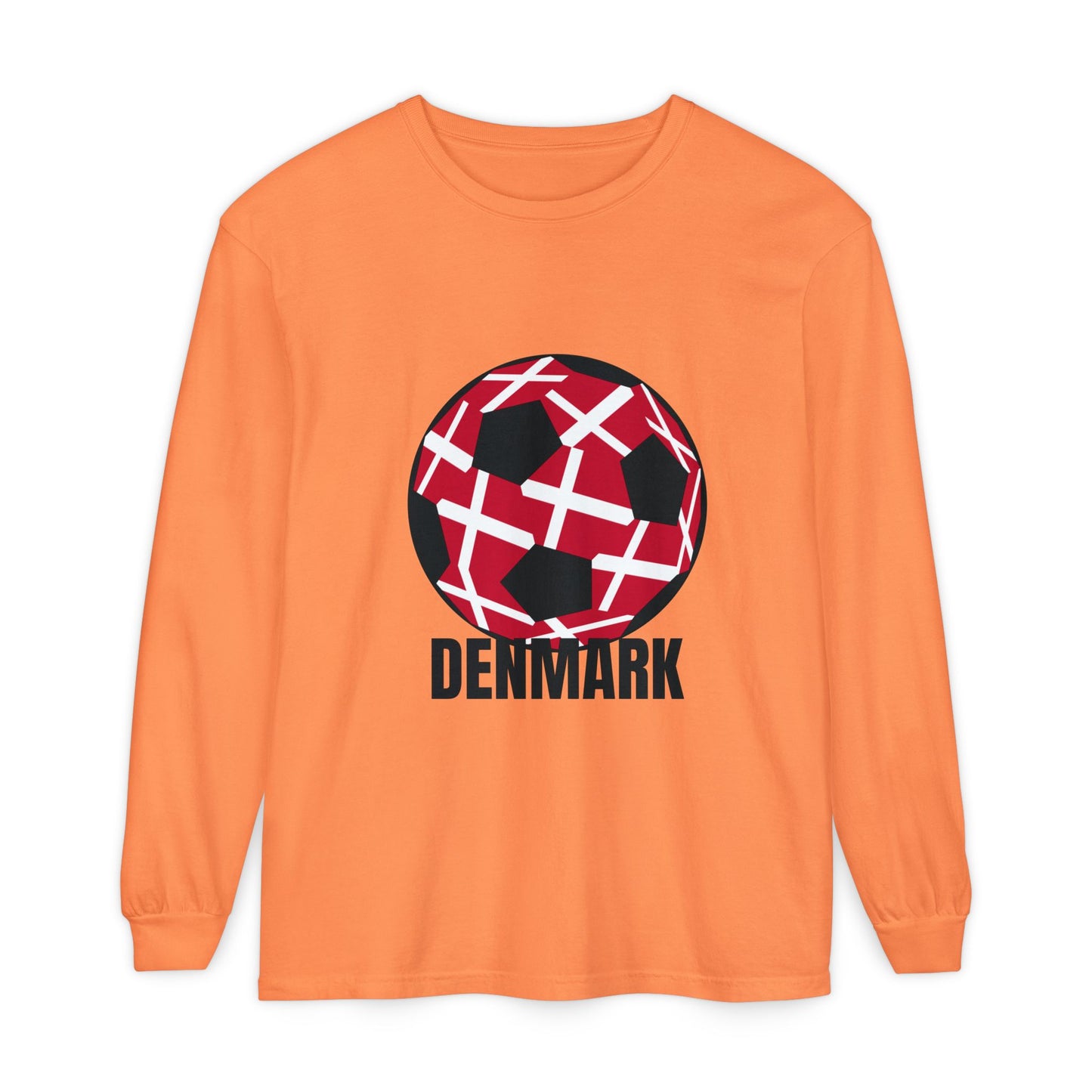 Denmark Fan Specialty Soccer Ball Design Long Sleeve T-Shirt