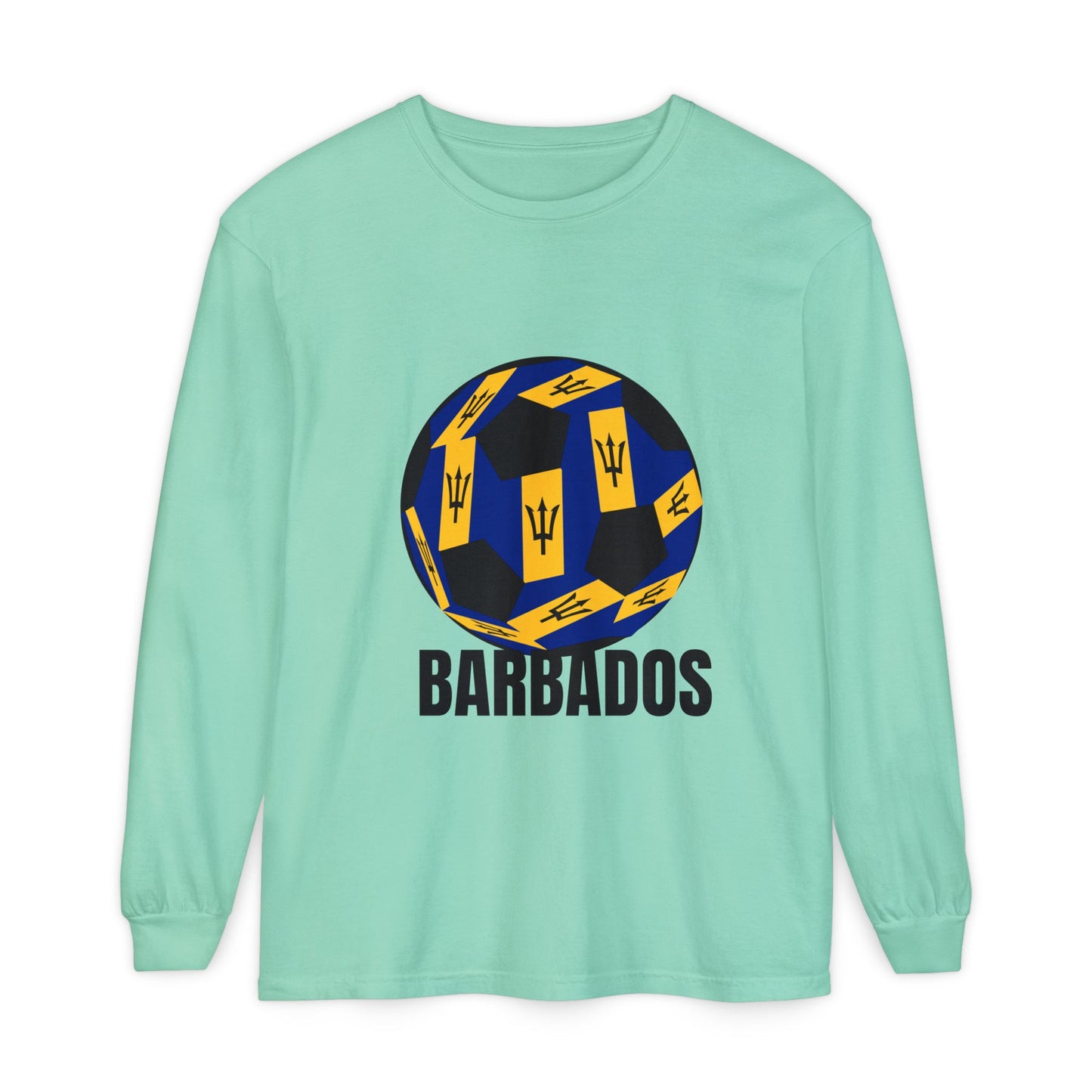Barbados Fan Specialty Soccer Ball Design Long Sleeve Tee