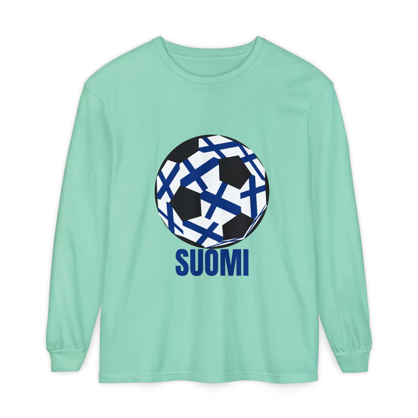 Suomi Fan Specialty Soccer Ball Design Long Sleeve Tee