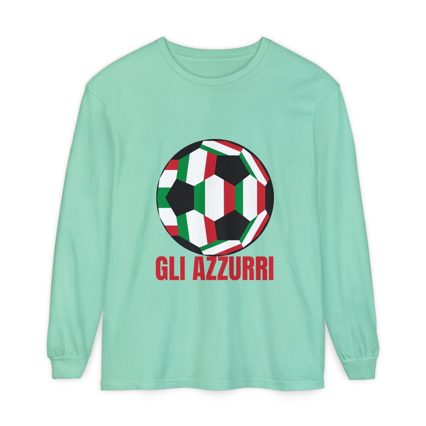 Gli Azzurri Fan Specialty Soccer Ball Design Long Sleeve Tee