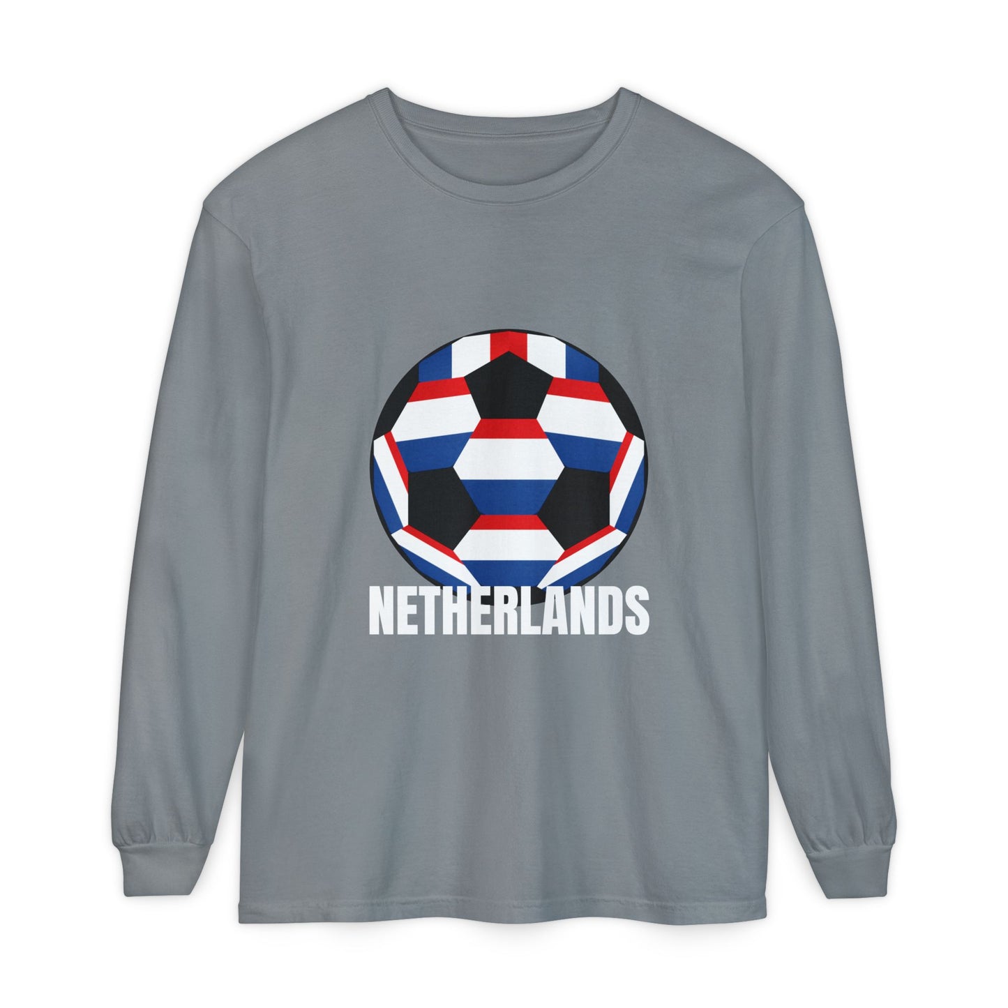 Netherlands Fan Specialty Soccer Ball Design Long Sleeve Tee