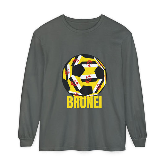 Brunei Fan Specialty Soccer Ball Design  Long Sleeve Tee