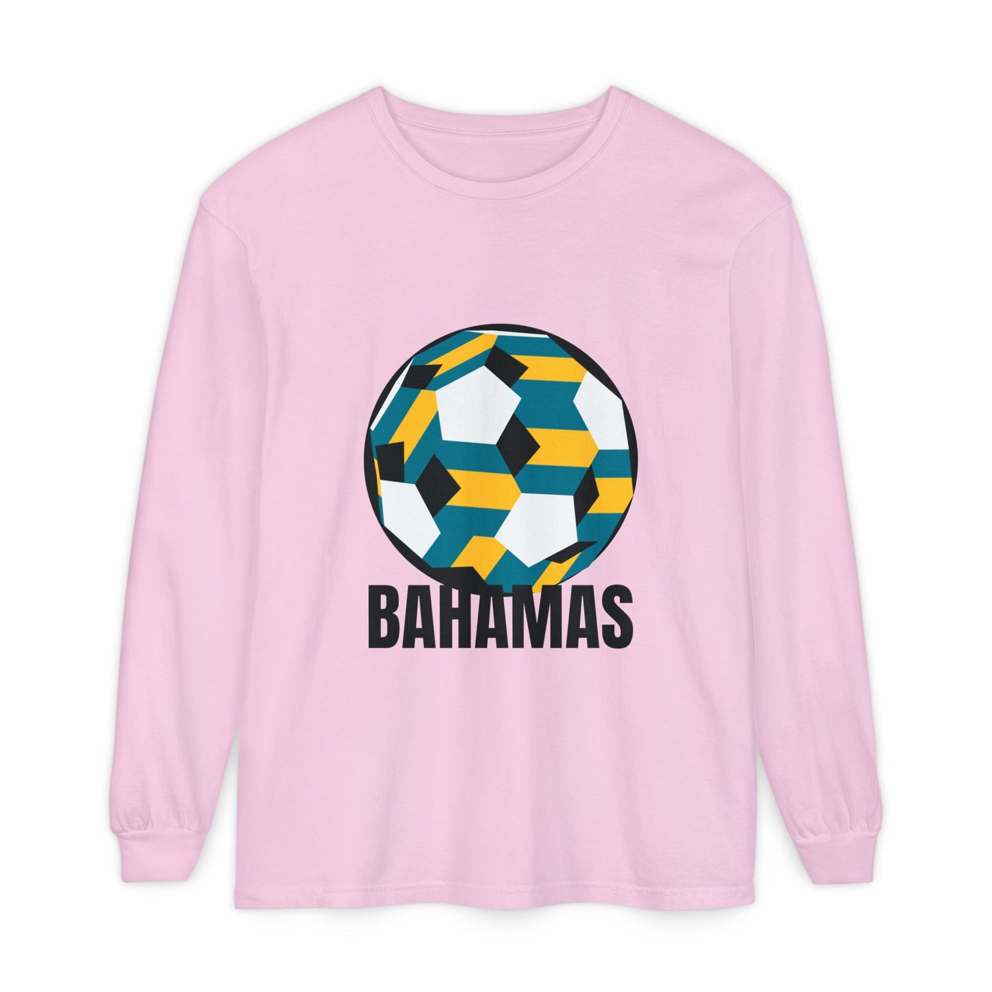 Bahamas Fan Specialty Soccer Ball Design Long Sleeve Shirt
