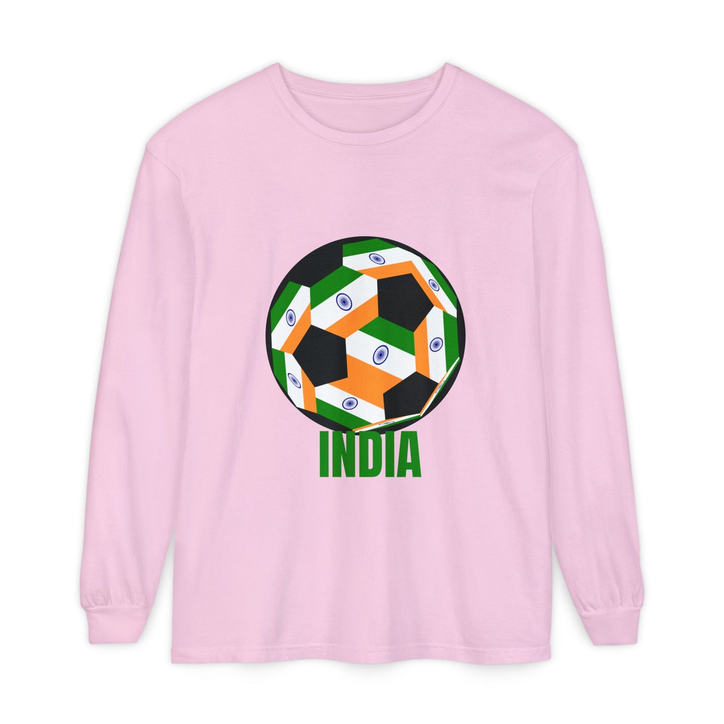 India Fan Specialty Soccer Ball Design Long Sleeve Tee