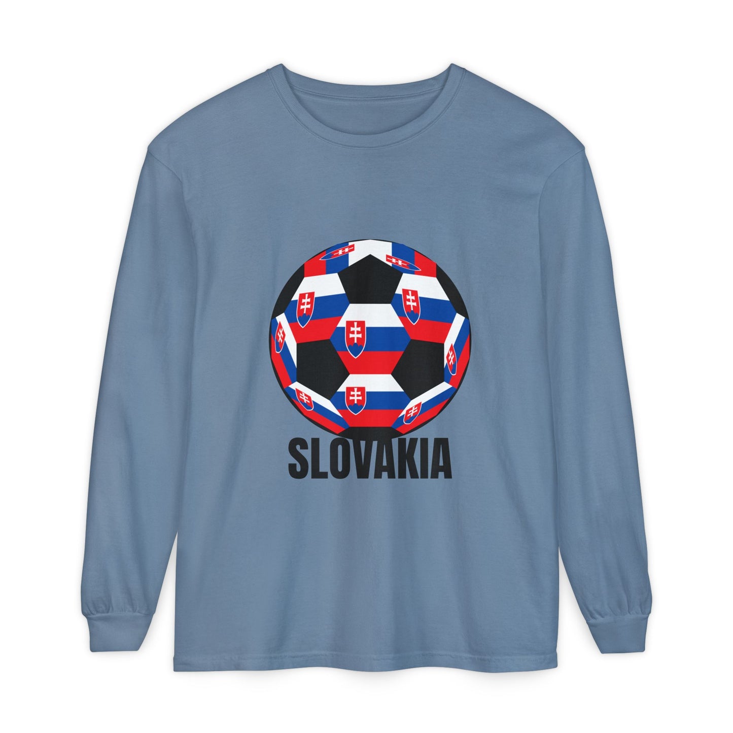 Slovakia Fan Specialty Soccer Ball Design T Shirt Long Sleeve T‑Shirt