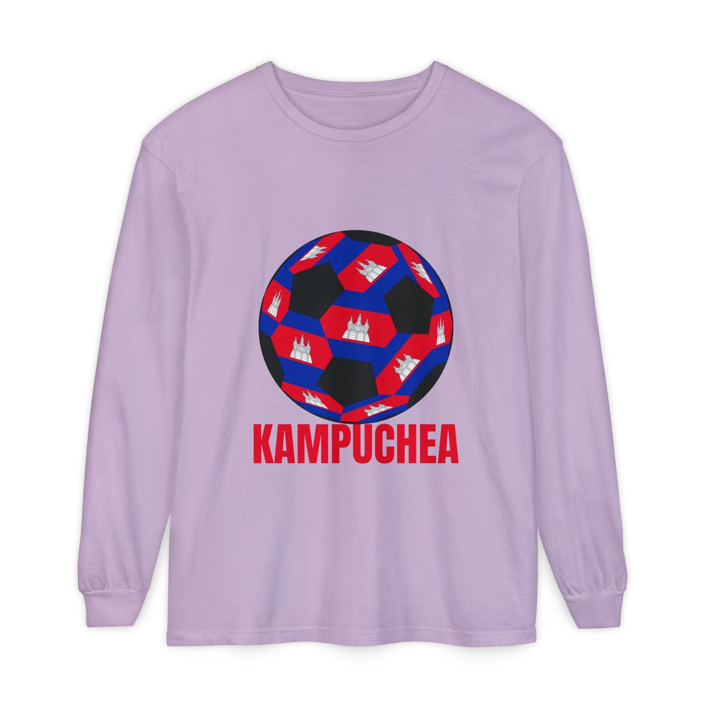 Kampuchea Fan Specialty Soccer Ball Design Long Sleeve Tee