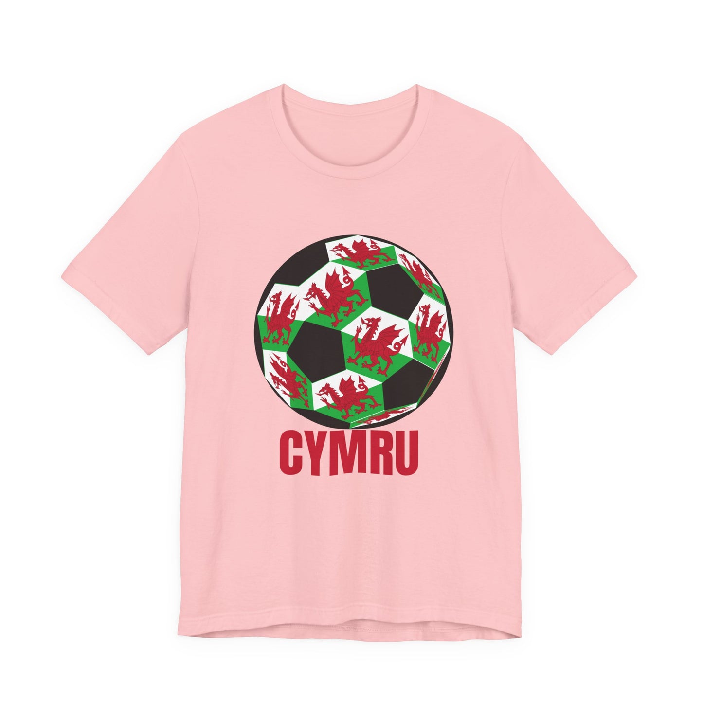 Cymru Fan Specialty Soccer Ball Design T Shirt Red Text