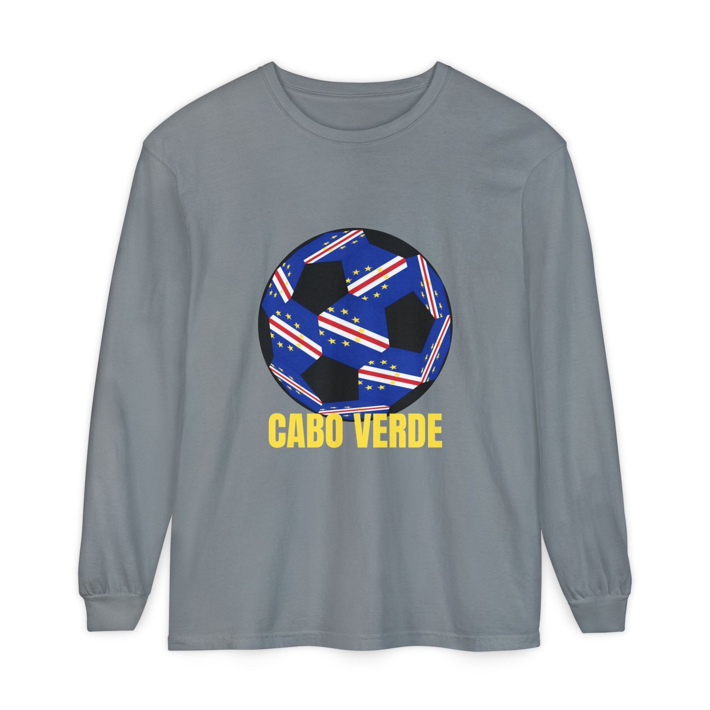 Cabo Verde Fan Specialty Soccer Ball Design T Shirt Long Sleeve Tee