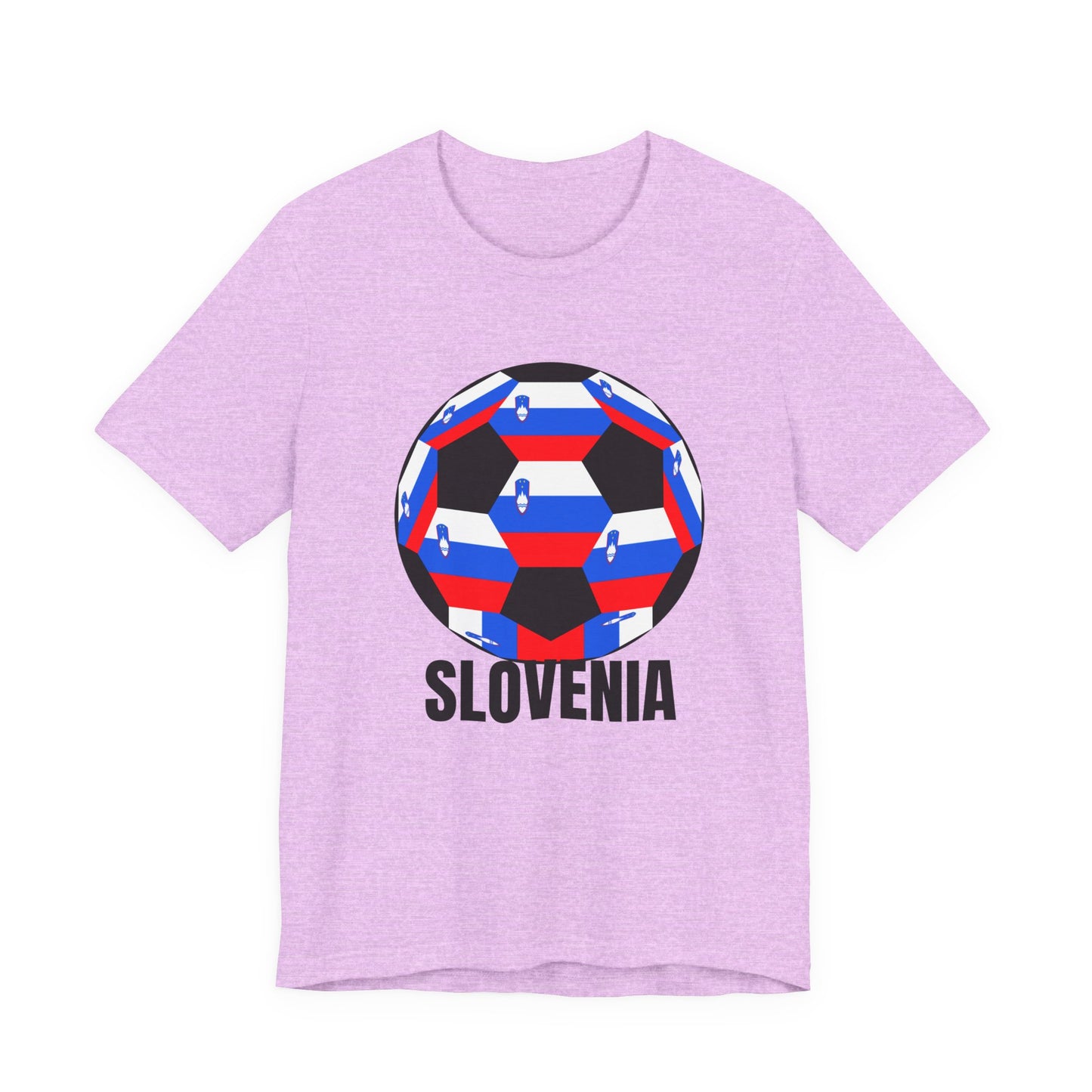 Slovenia Fan Specialty Soccer Ball Design T Shirt Black Text