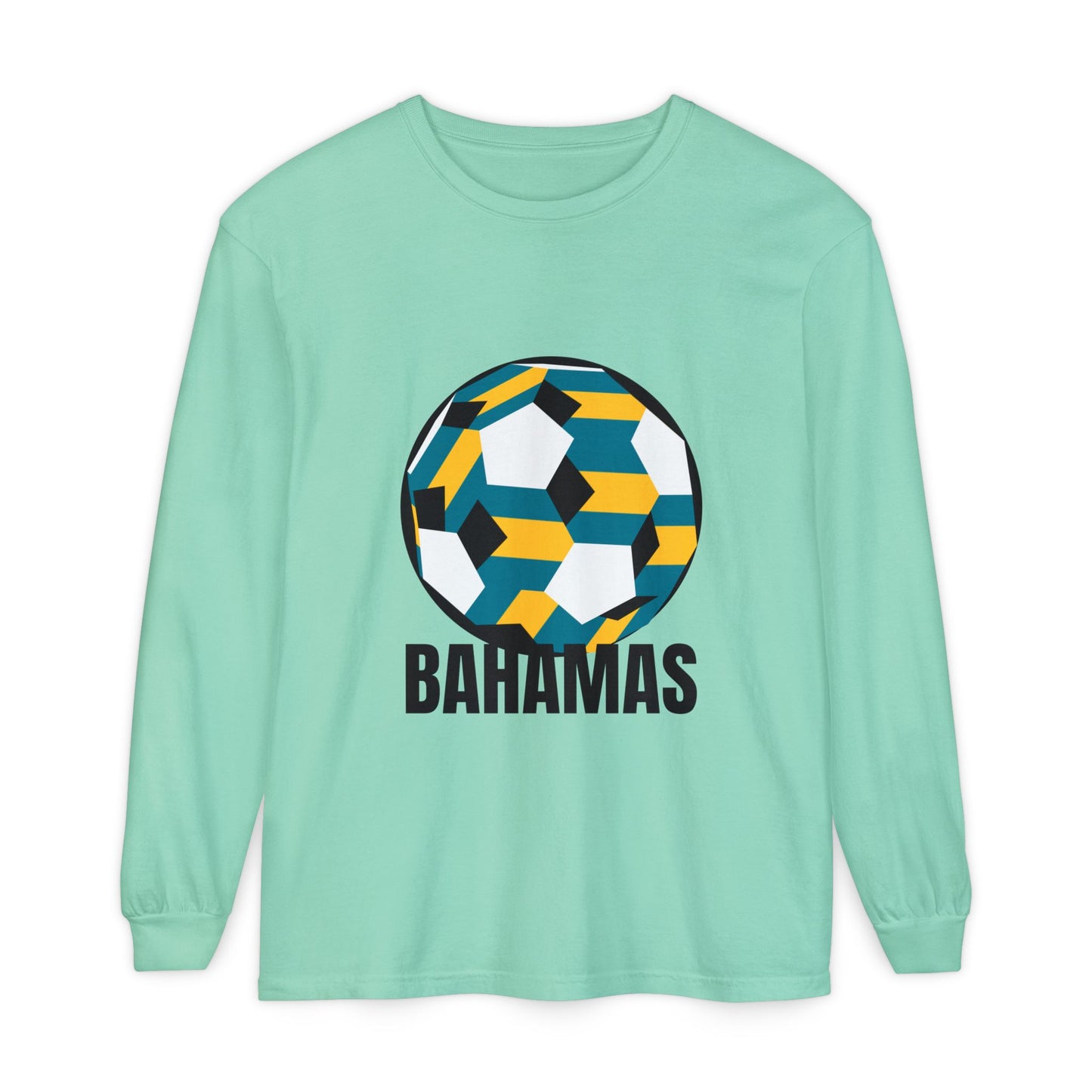 Bahamas Fan Specialty Soccer Ball Design Long Sleeve Shirt
