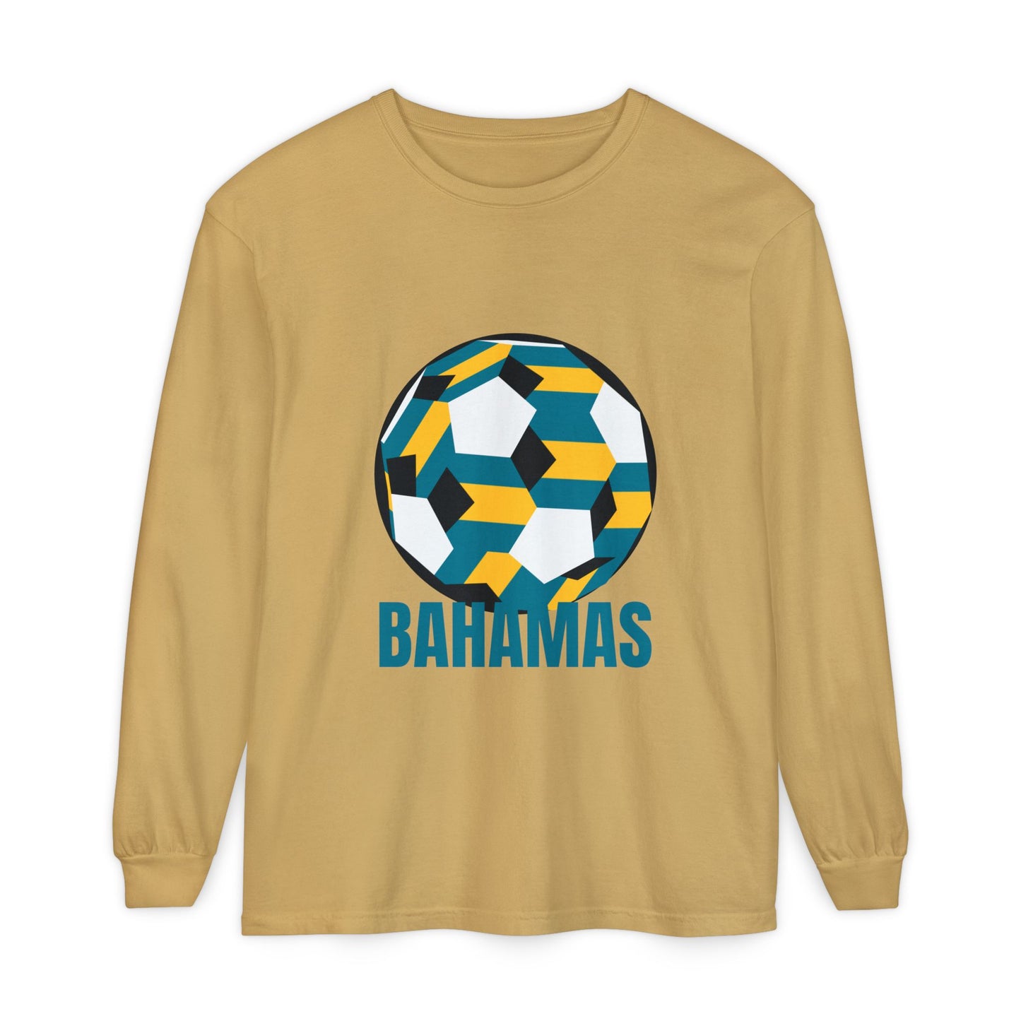Bahamas Fan Specialty Soccer Ball Design Long Sleeve Tee