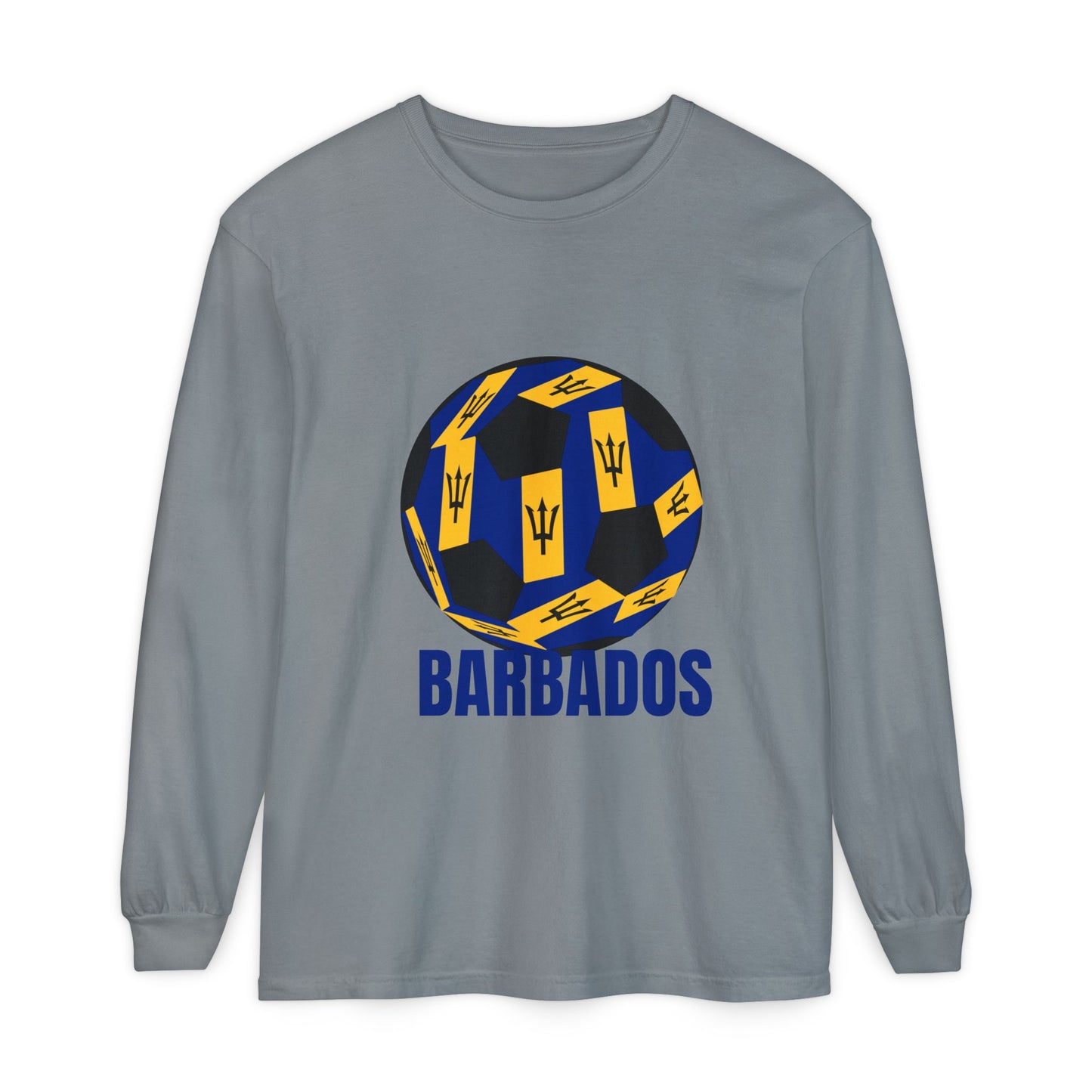 Barbados Fan Specialty Soccer Ball Design Long Sleeve Tee