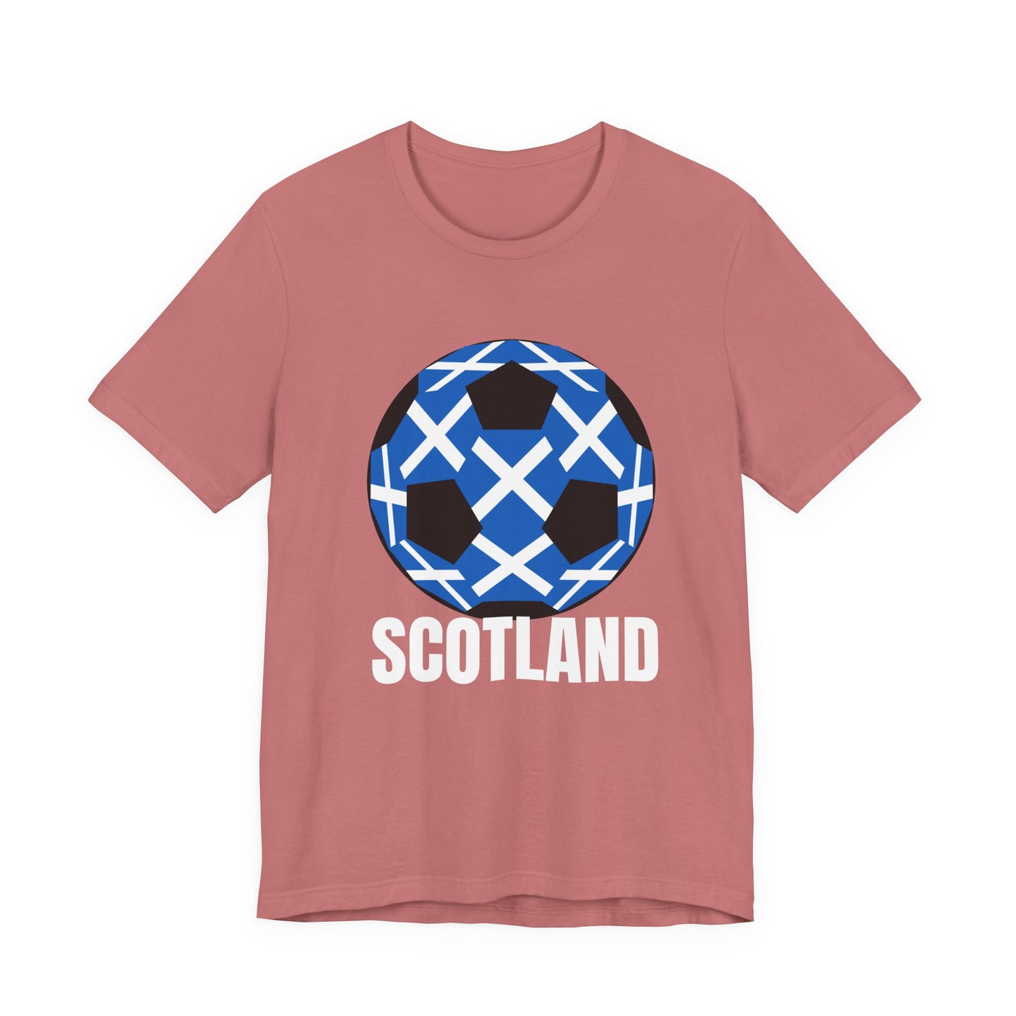 Scotland Fan Specialty Soccer Ball Design T Shirt White Text