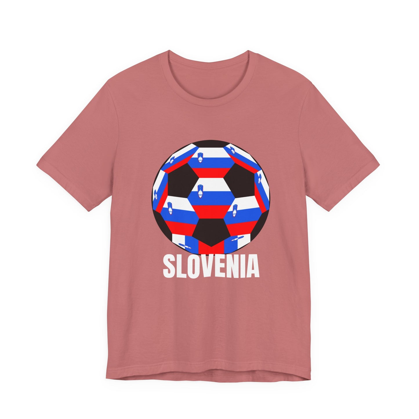 Slovenia Fan Specialty Soccer Ball Design T Shirt White Text