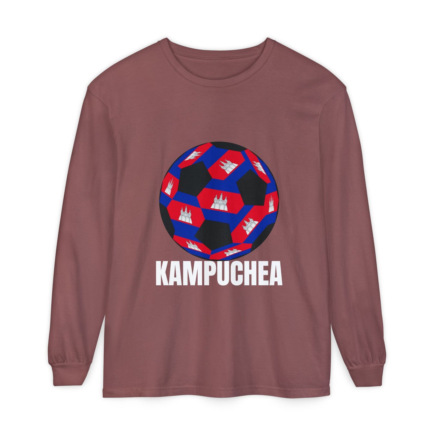 Kampuchea Fan Specialty Soccer Ball Design Long Sleeve Tee