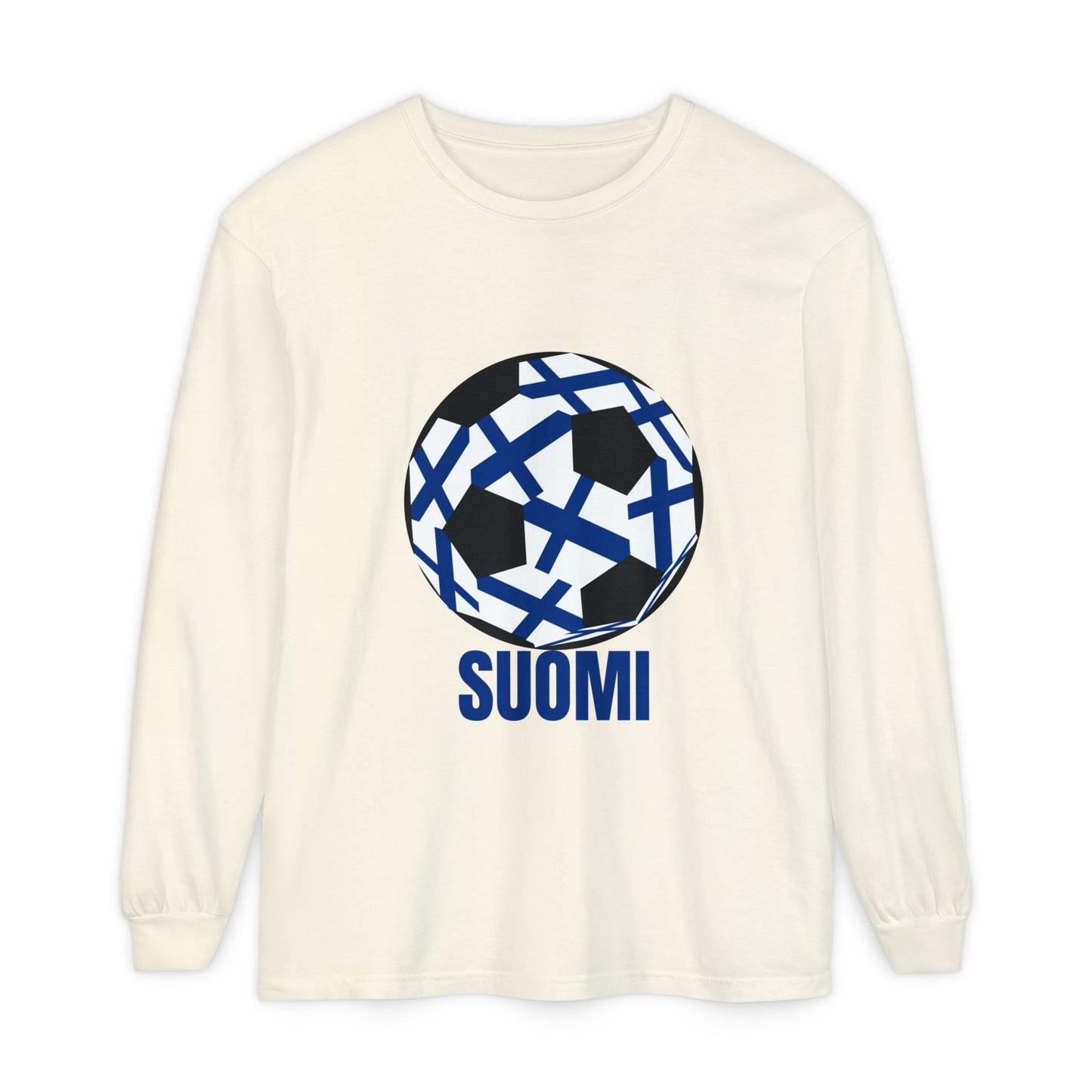 Suomi Fan Specialty Soccer Ball Design Long Sleeve Tee