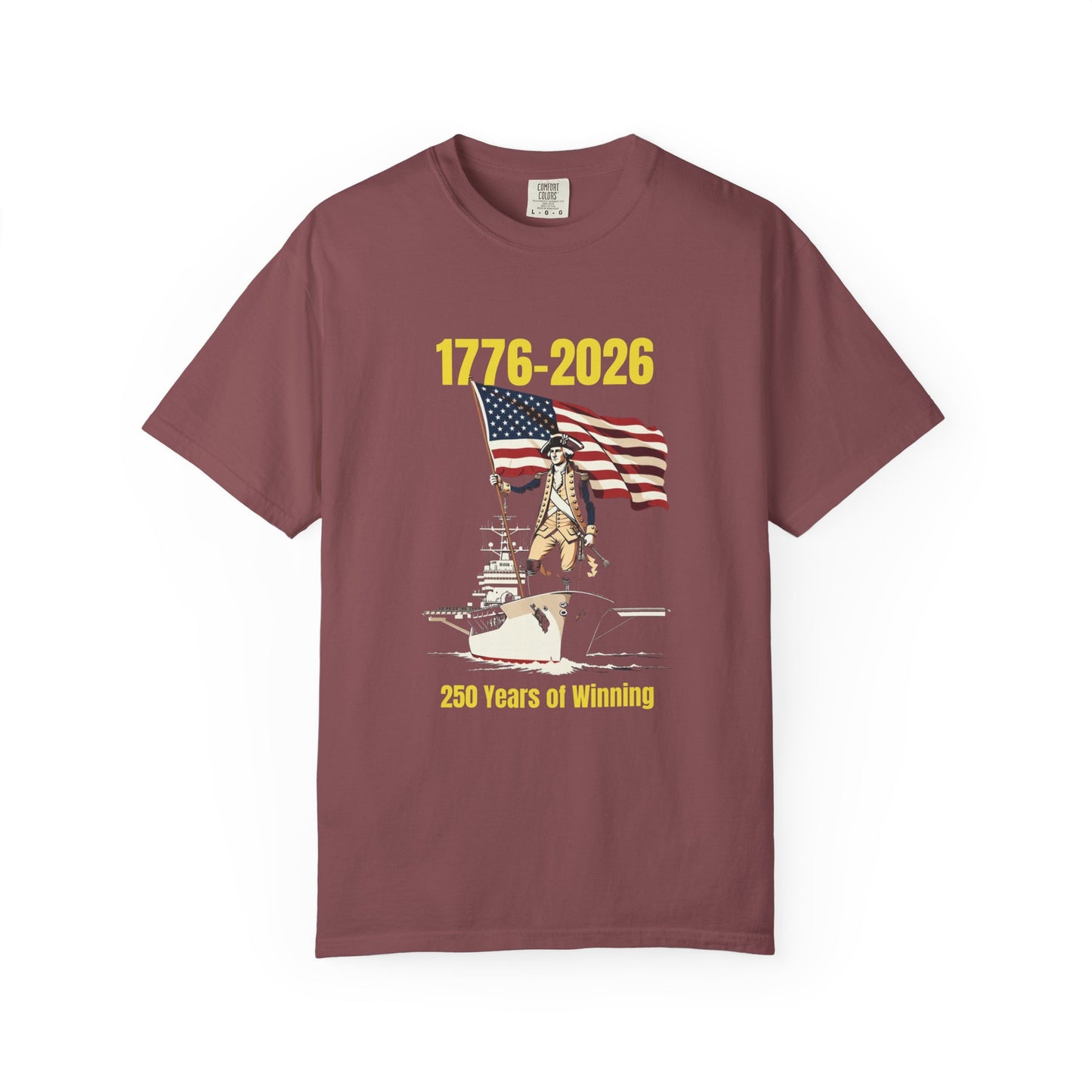 George Washington on an Aircraft Carrier with an American Flag T-shirt | 250 Years of Winning
