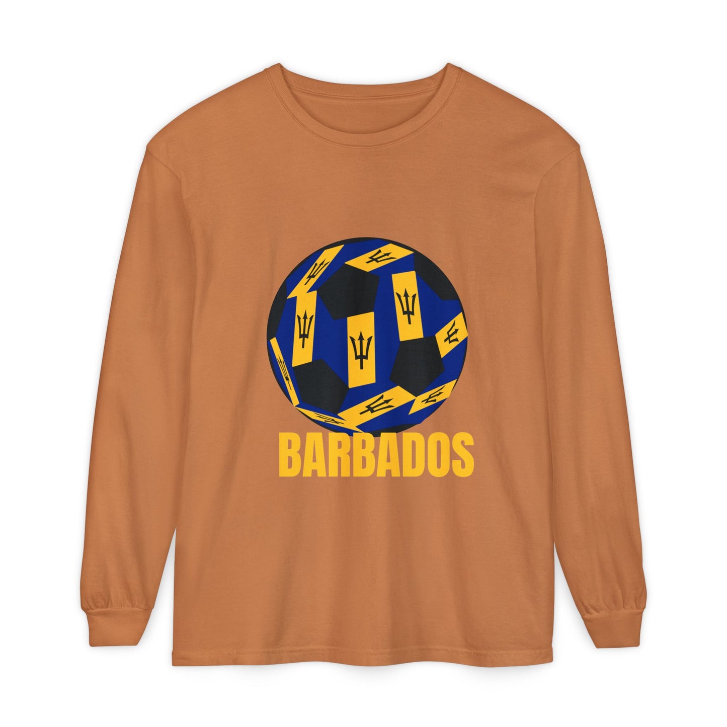 Barbados Fan Specialty Soccer Ball Design Long Sleeve Shirt
