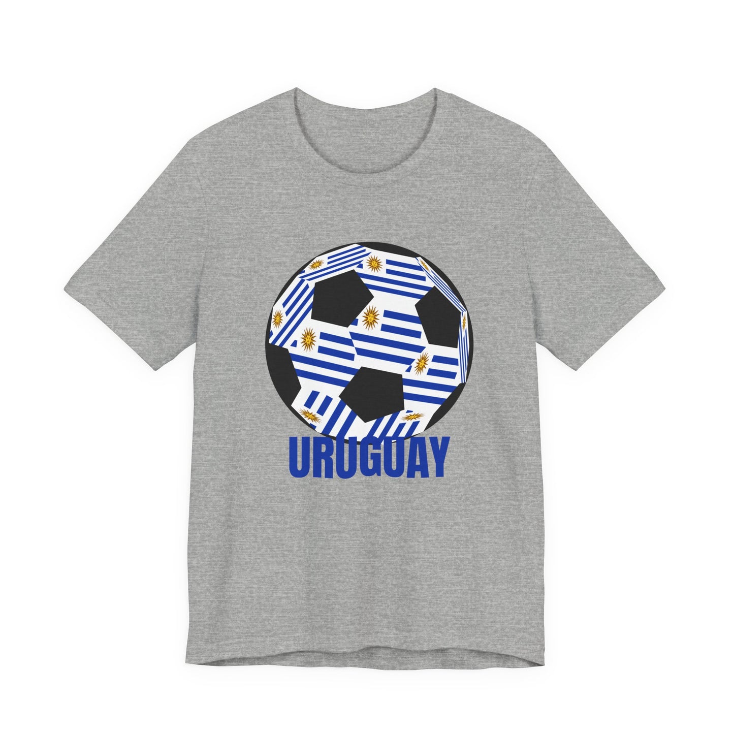 Uruguay Fan Specialty Soccer Ball Design T Shirt Blue Text