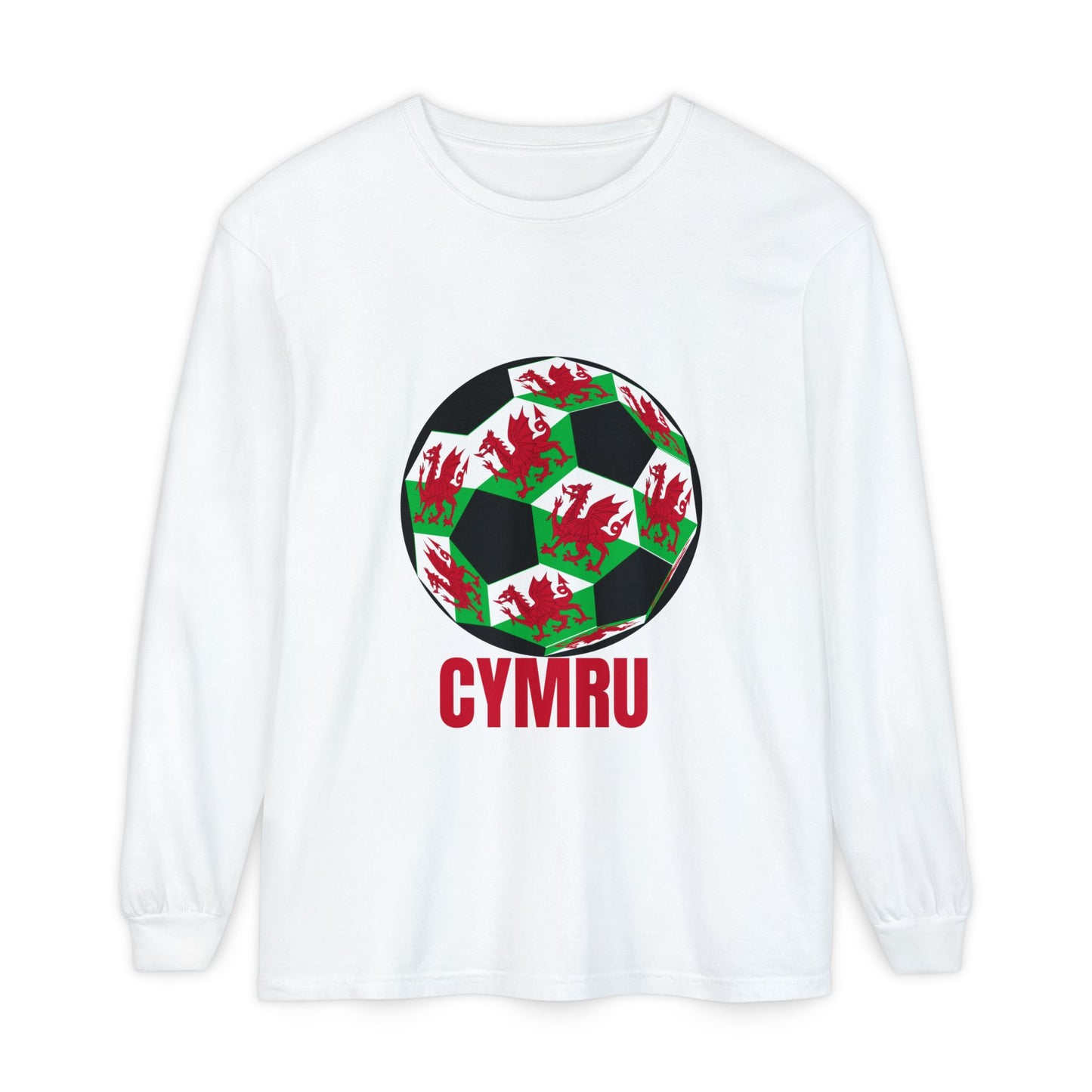 Cymru Fan Specialty Soccer Ball Design Long Sleeve Tee