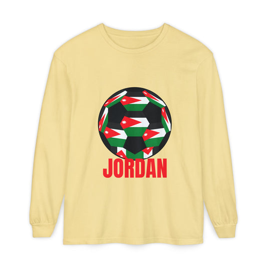 Jordan Fan Specialty Soccer Ball Design T Shirt Long Sleeve Tee