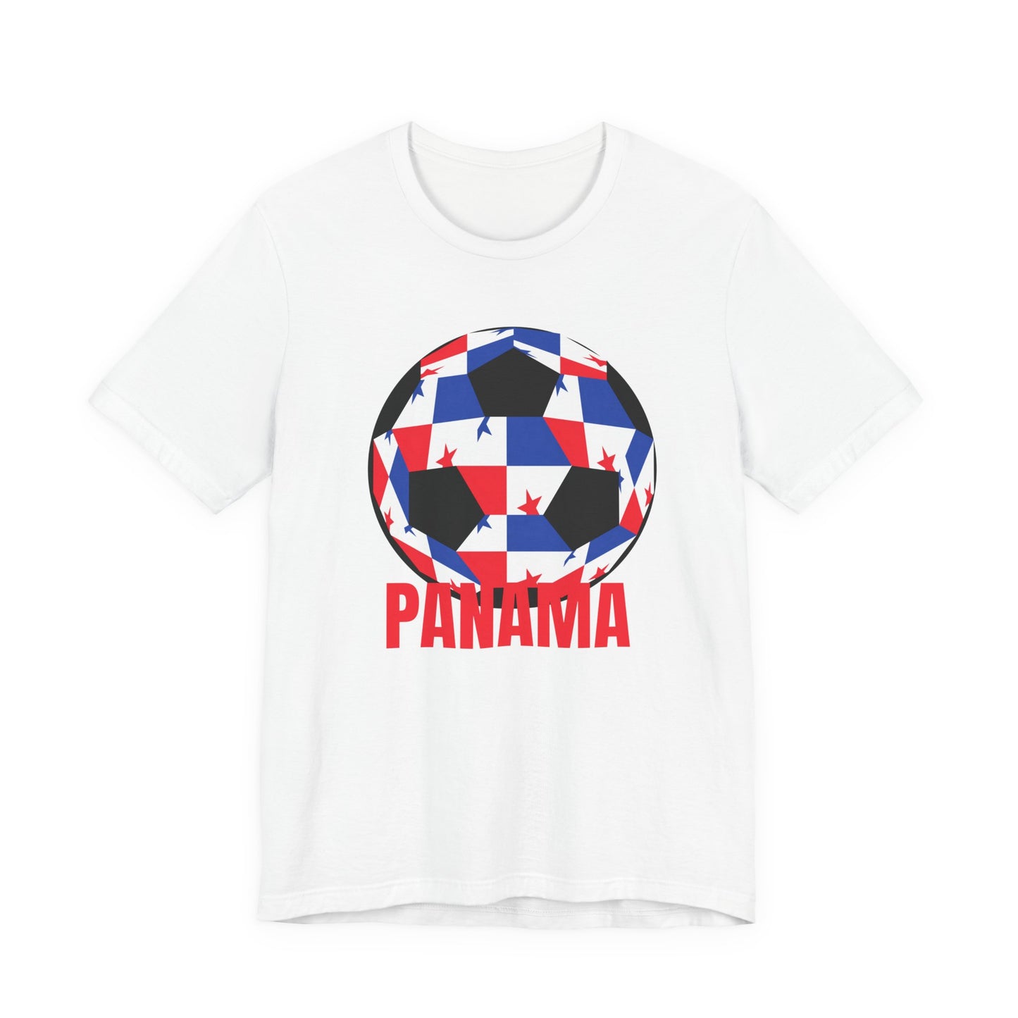 Panama Fan Specialty Soccer Ball Design T Shirt Red Text