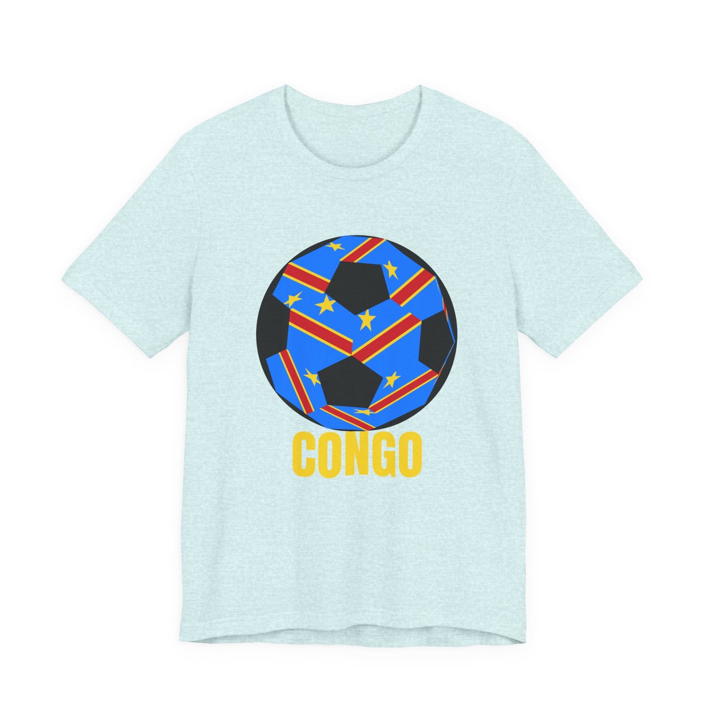 Congo Fan Specialty Soccer Ball Design T Shirt Yellow Text