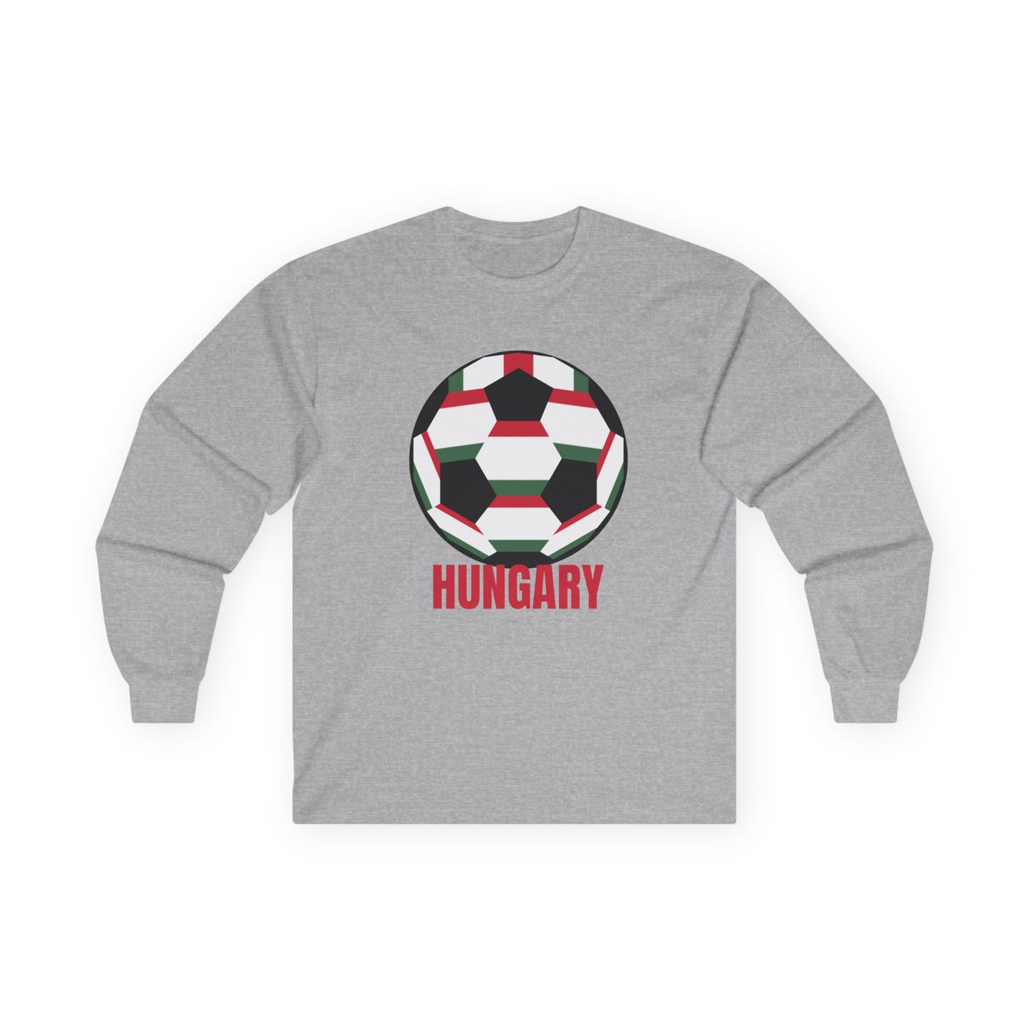 Fan Specialty Soccer Ball Design Long Sleeve T  Red Text
