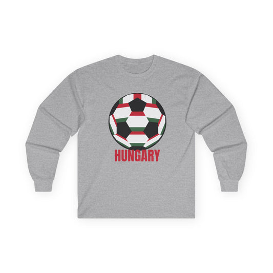 Fan Specialty Soccer Ball Design Long Sleeve T  Red Text