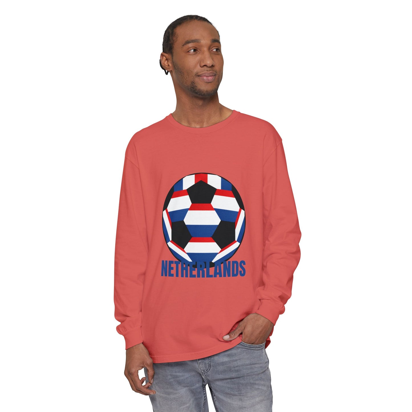 Netherlands Fan Specialty Soccer Ball Long Sleeve Tee