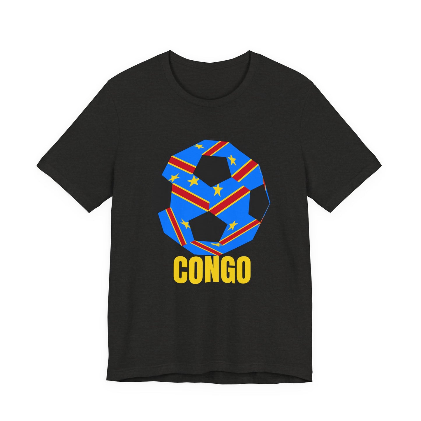 Congo Fan Specialty Soccer Ball Design T Shirt Yellow Text
