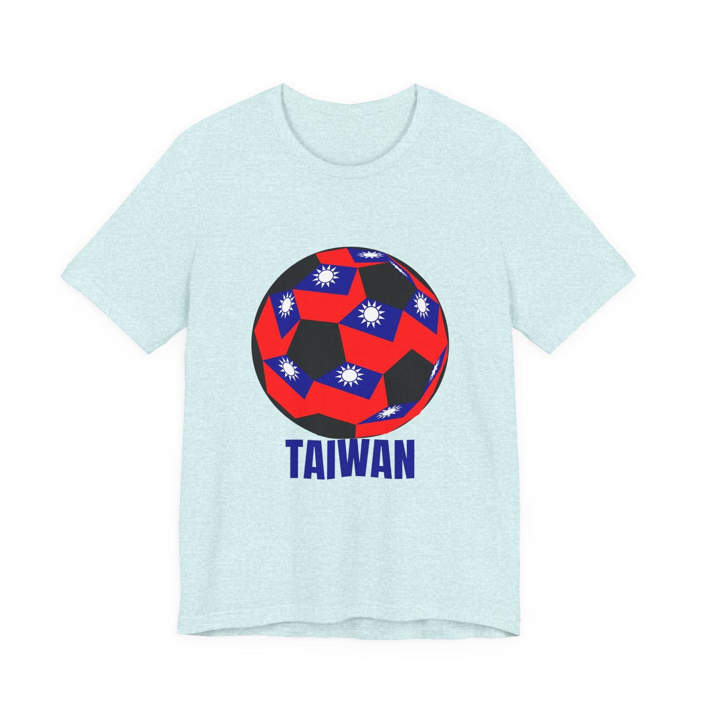 Taiwan Flag Soccer Ball Design T Shirt Blue Text