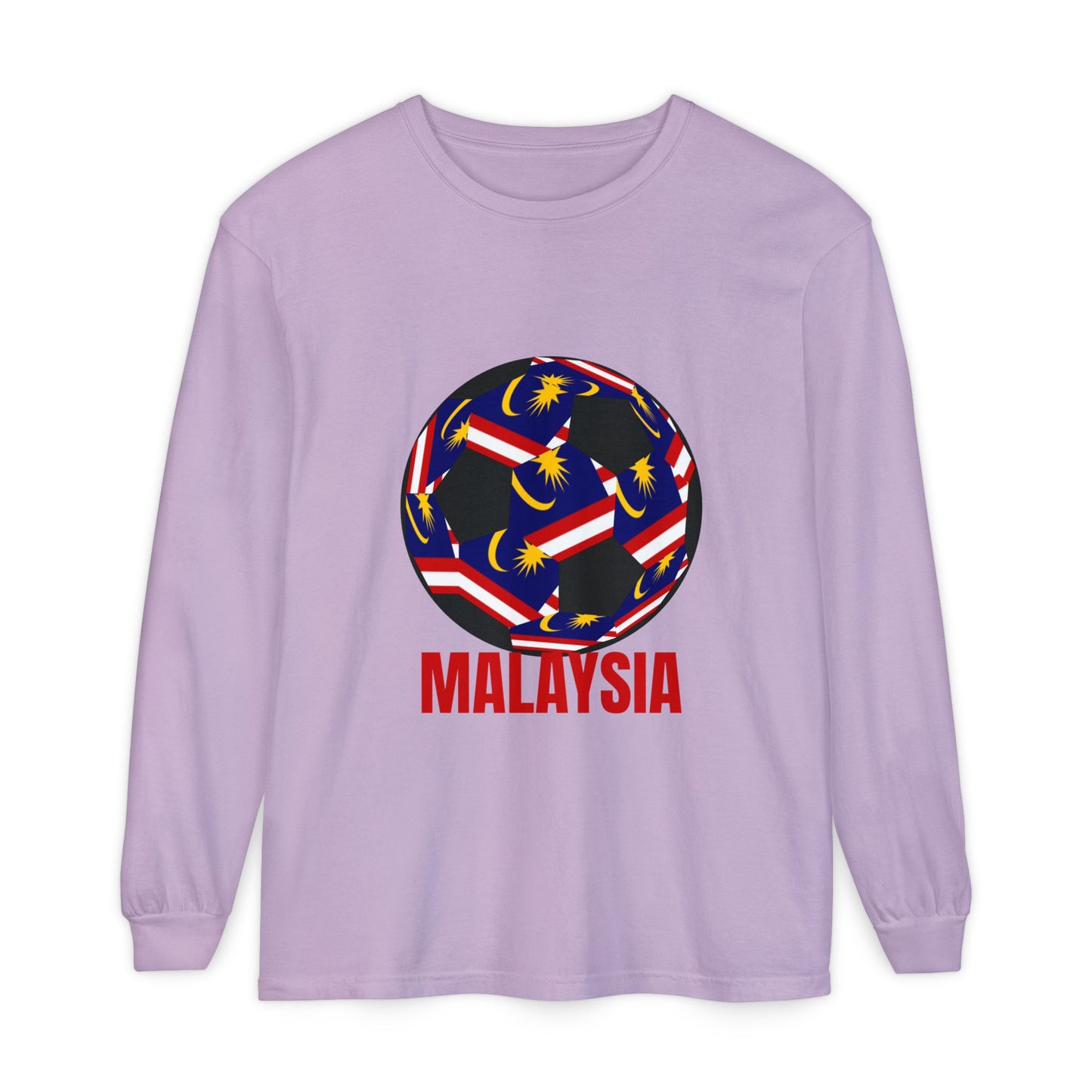 Malaysia Fan Specialty Soccer Ball Design Long Sleeve T-Shirt