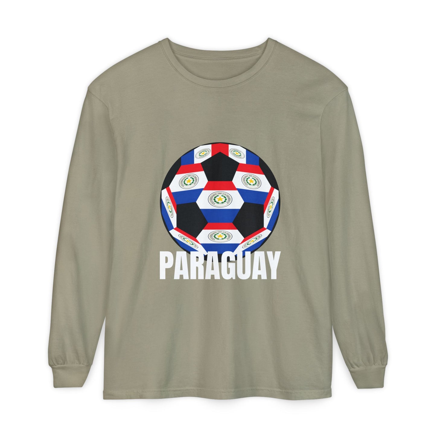 Paraguay Fan Specialty Soccer Ball Design Long Sleeve Tee