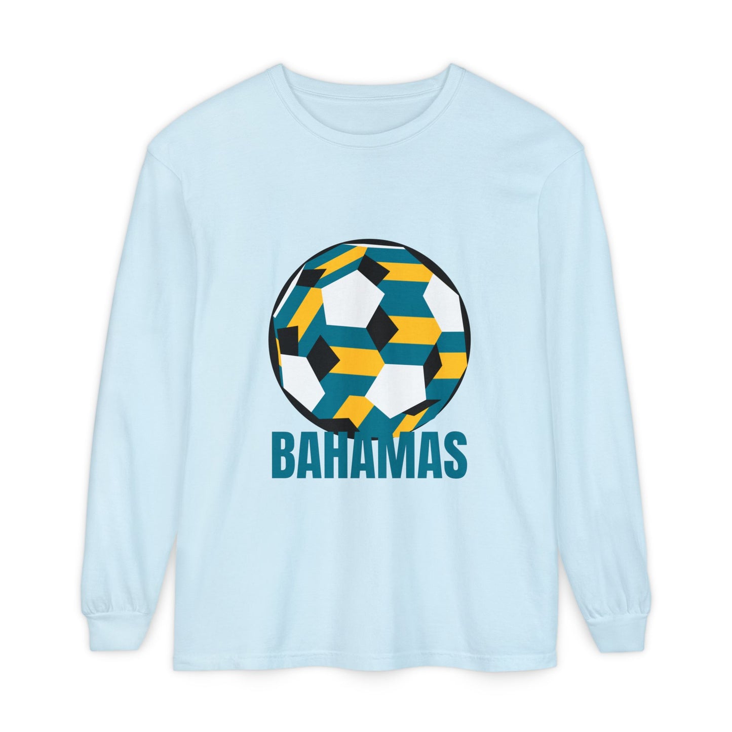 Bahamas Fan Specialty Soccer Ball Design Long Sleeve Tee