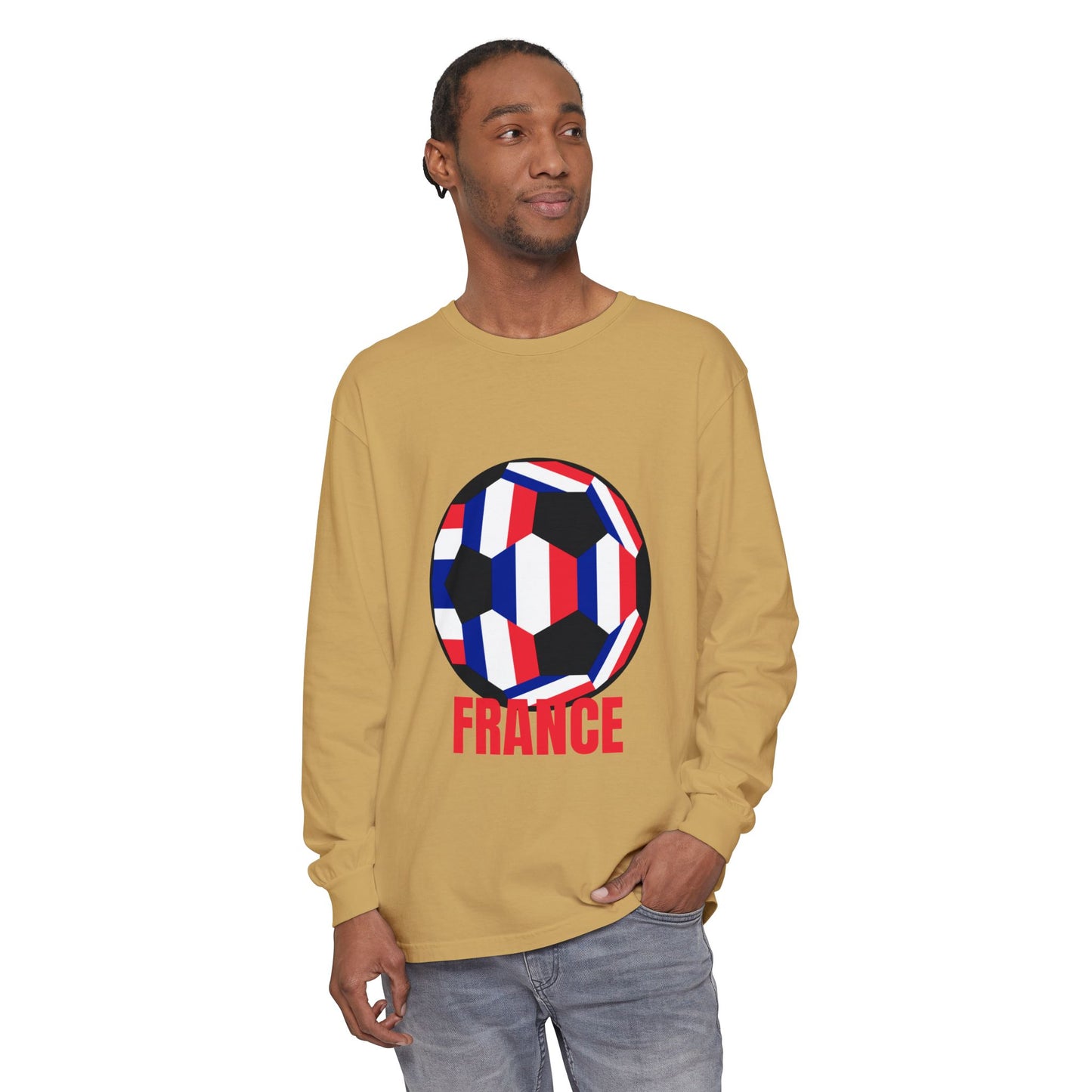 France Fan Specialty Soccer Ball Design Long Sleeve Tee
