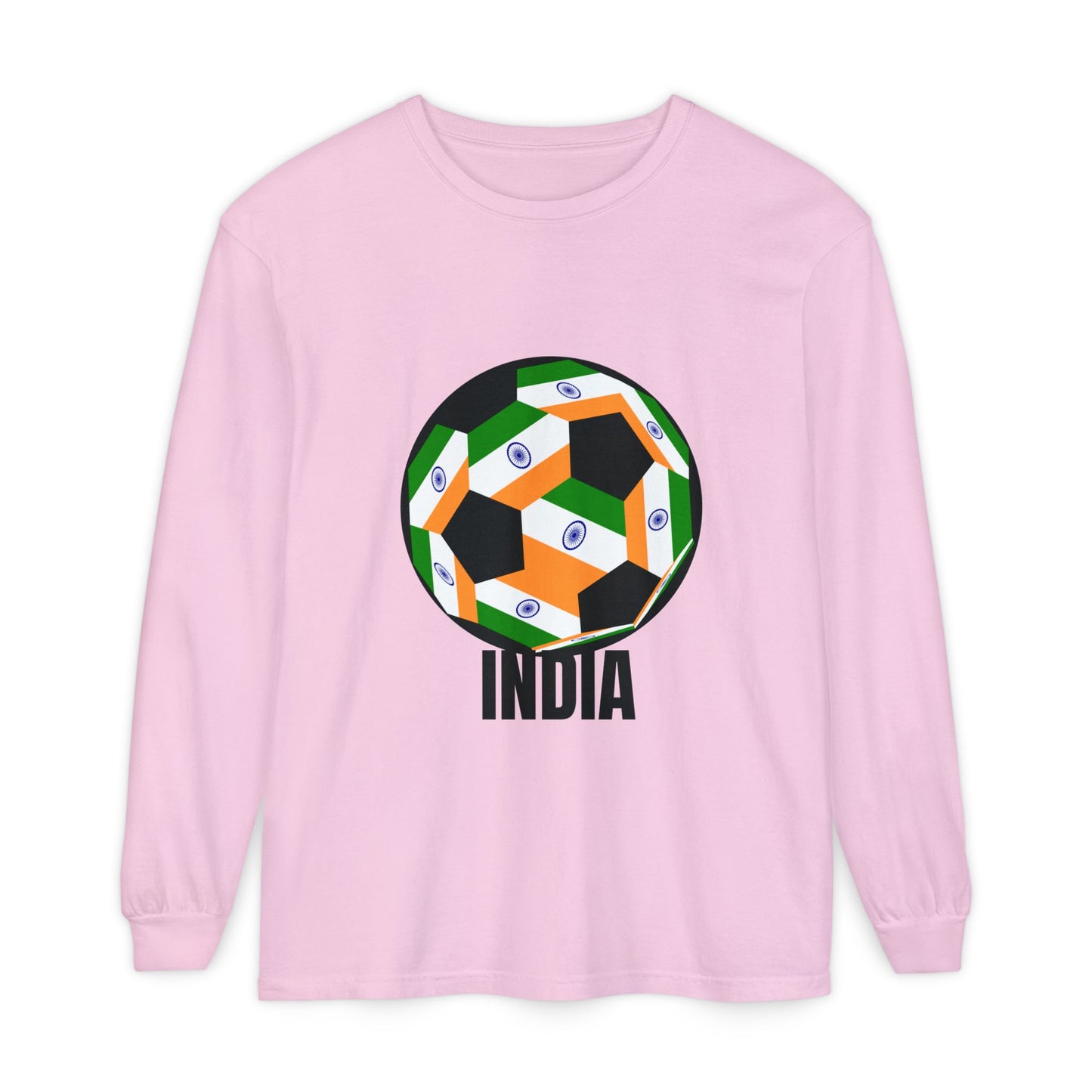 India Fan Specialty Soccer Ball Design Long Sleeve Tee