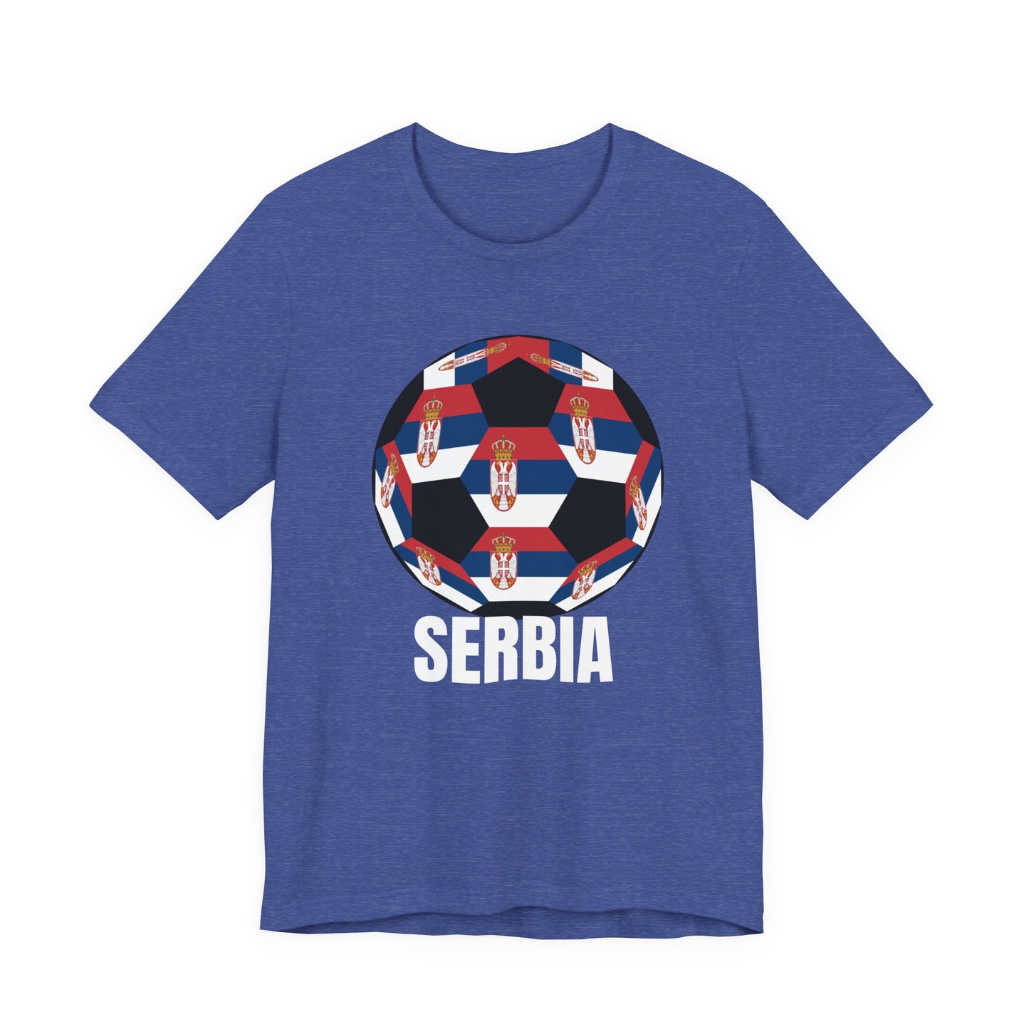 Serbia Fan Specialty Soccer Ball Design T Shirt White Text