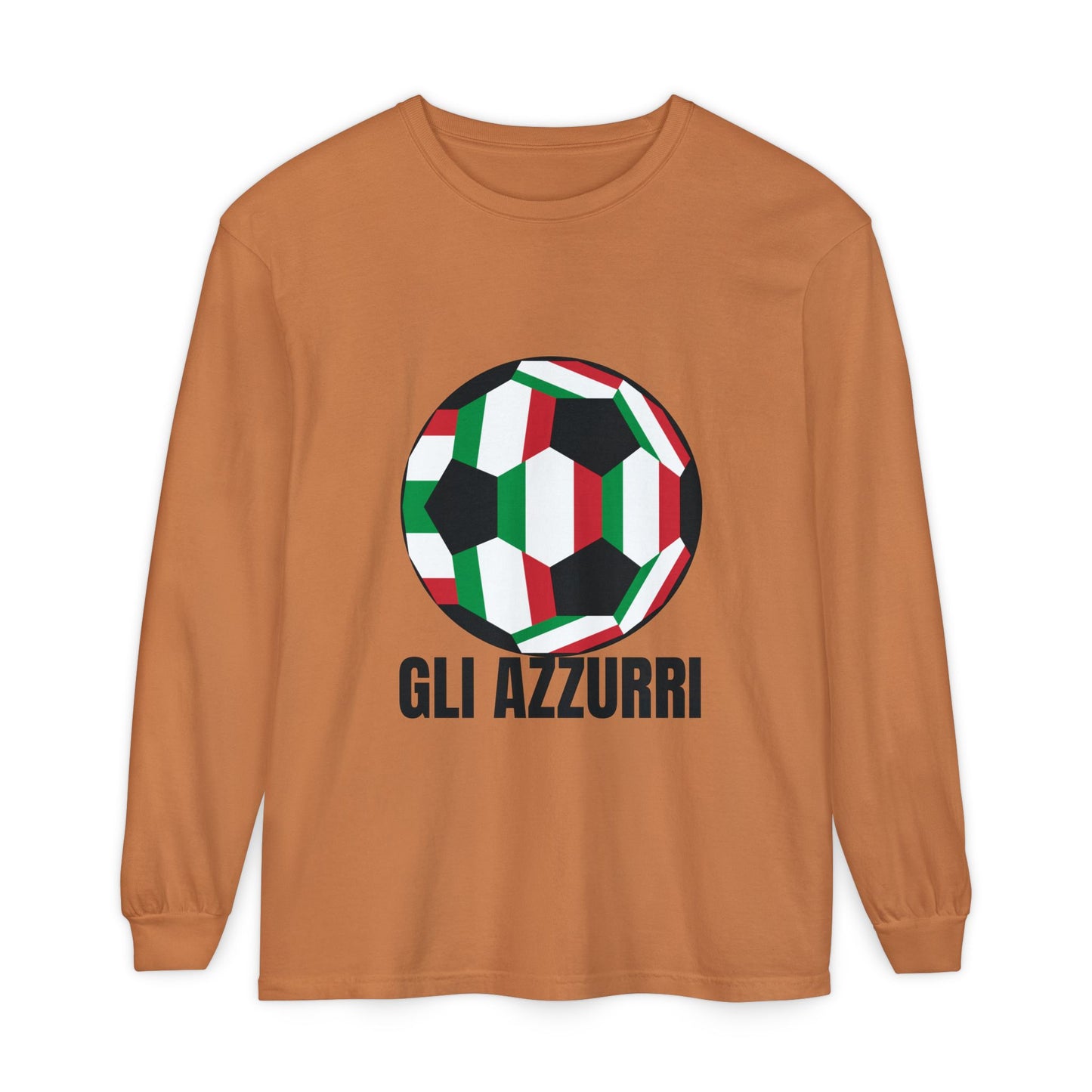 Gli Azzurri Fan Specialty Soccer Ball Design Long Sleeve Tee