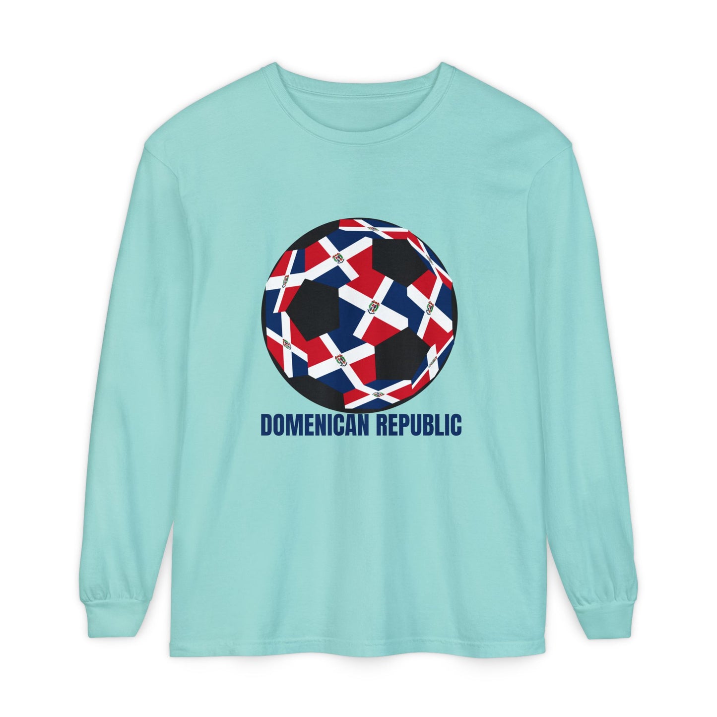 Domenican Republic Fan Specialty Soccer Ball Design Long Sleeve Tee