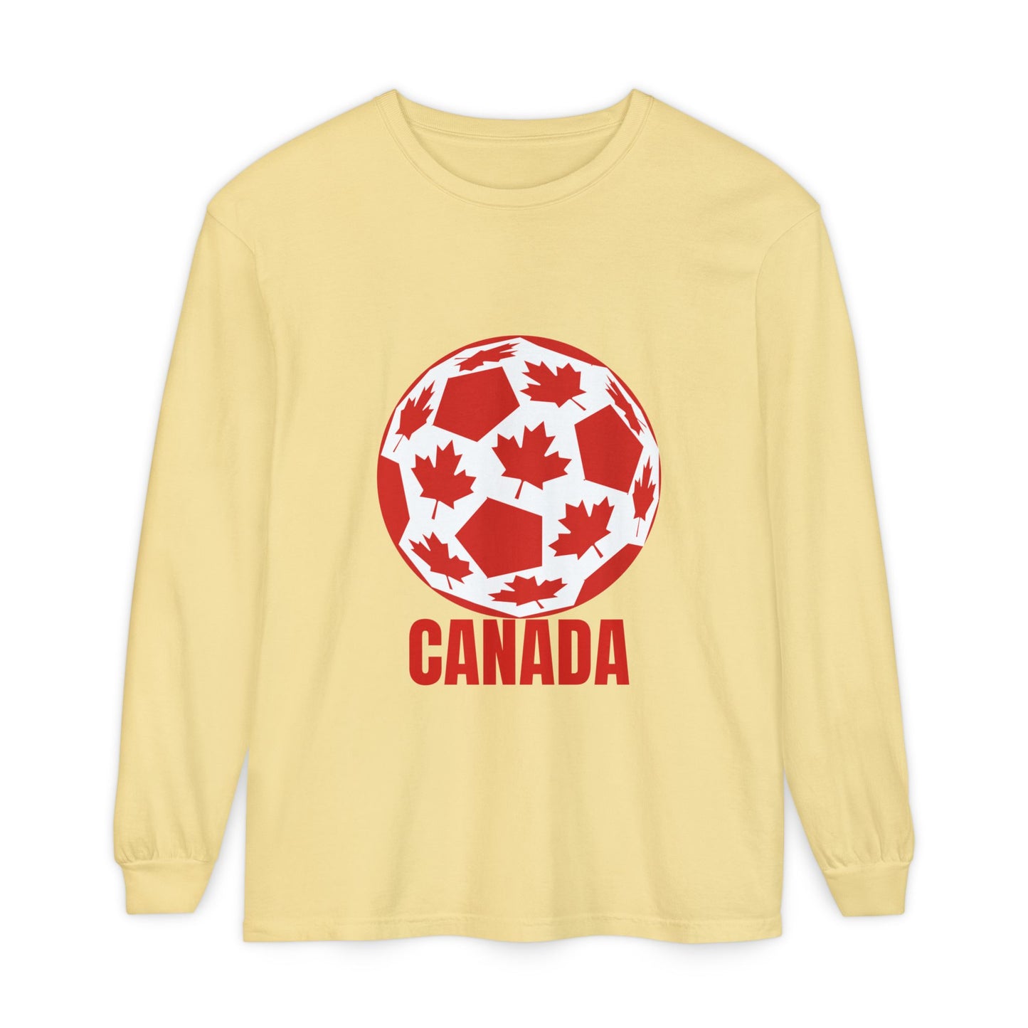 Canada Fan Specialty Soccer Ball Design Long Sleeve T Shirt