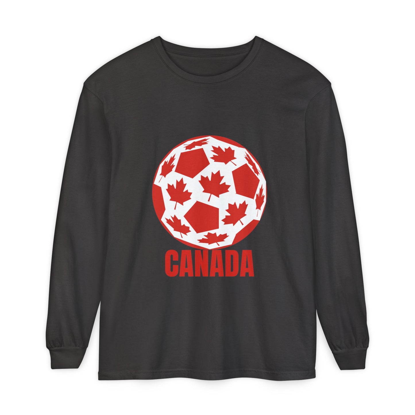 Canada Fan Specialty Soccer Ball Design Long Sleeve T Shirt