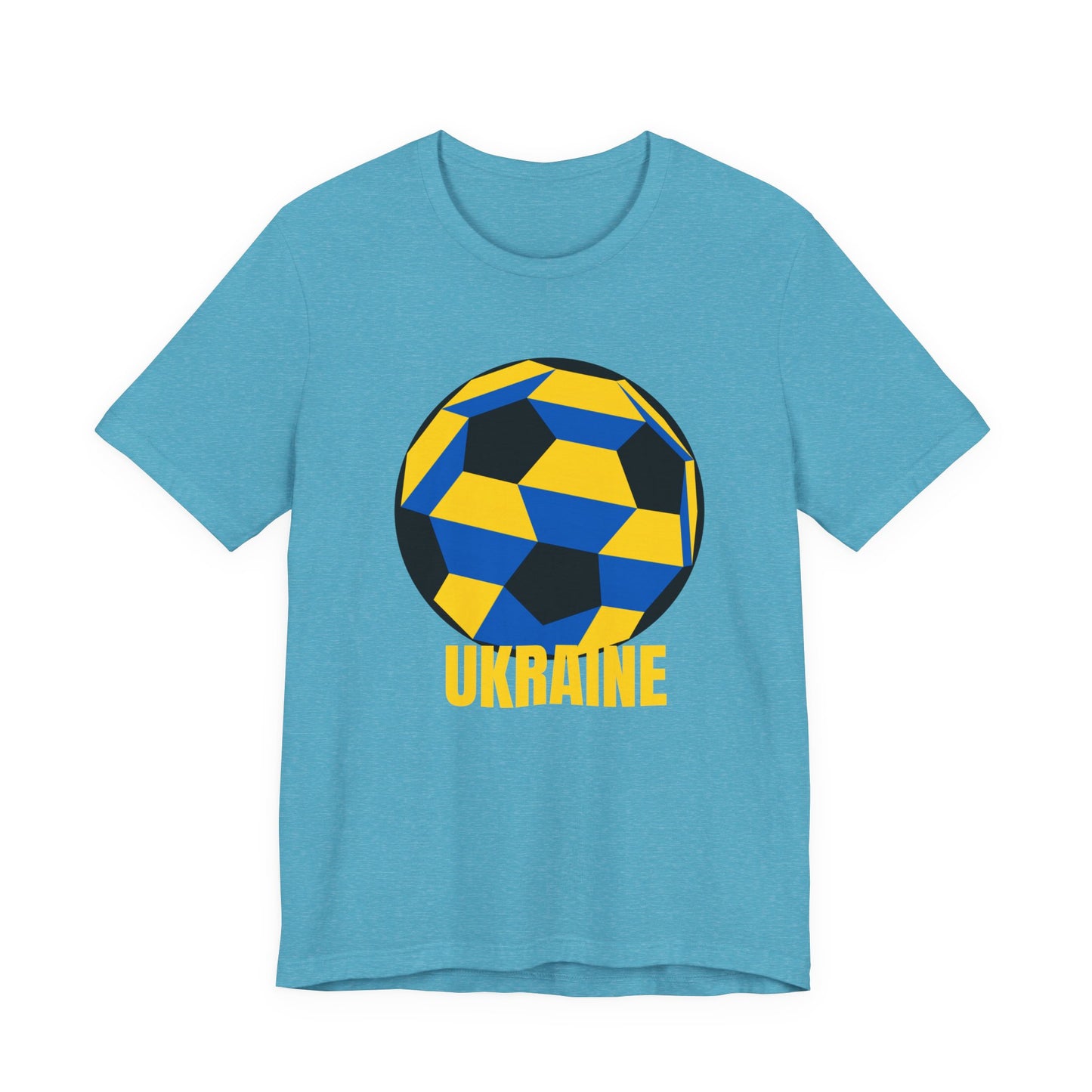 Ukraine Fan Specialty Soccer Ball Design T Shirt Yellow Text