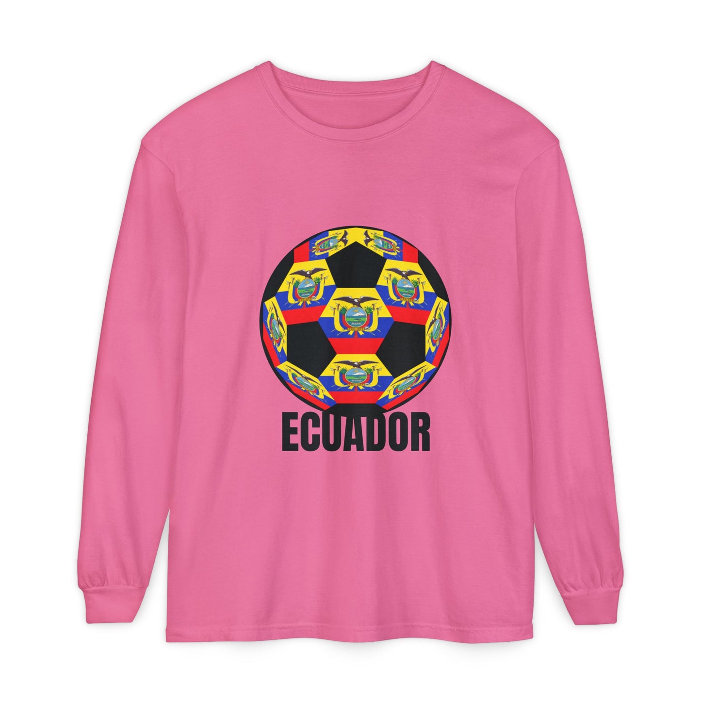 Ecuador Fan Specialty Soccer Ball Design Ball Long Sleeve Tee