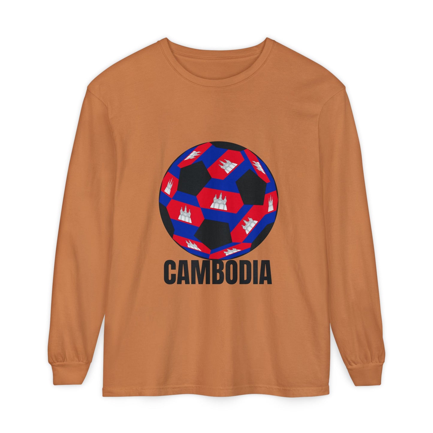 Cambodia Fan Specialty Soccer Ball Design Long Sleeve Tee